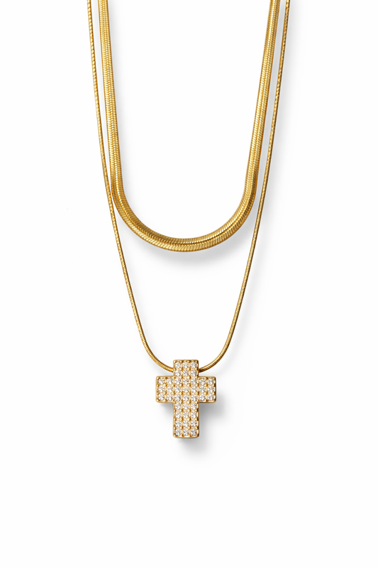 Collana 2 in 1 snake e croce